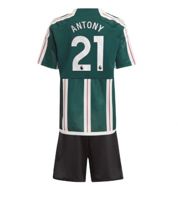 Manchester United Antony #21 Replica Away Stadium Kit for Kids 2023-24 Short Sleeve (+ pants)